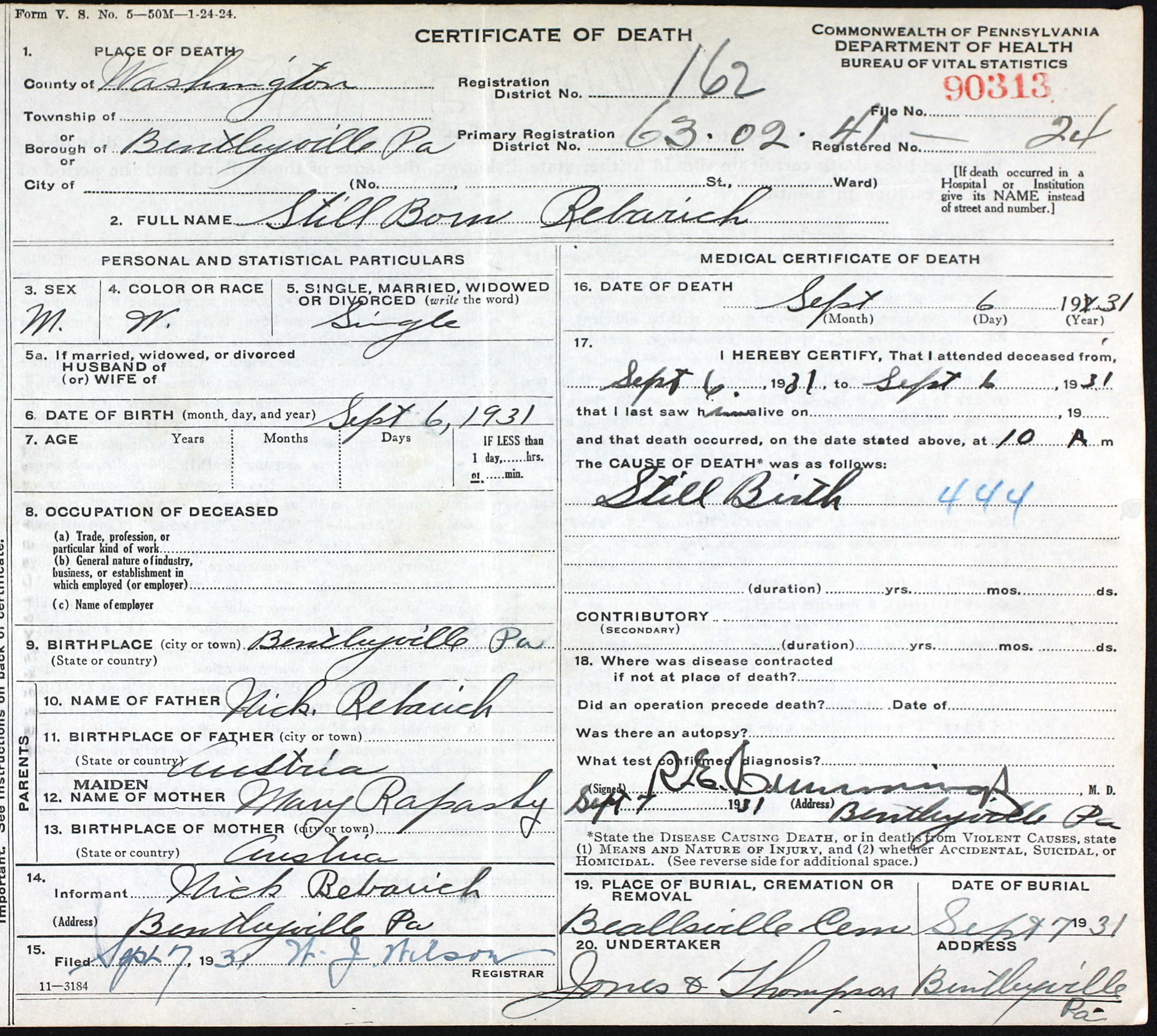 Stillborn Rebarich